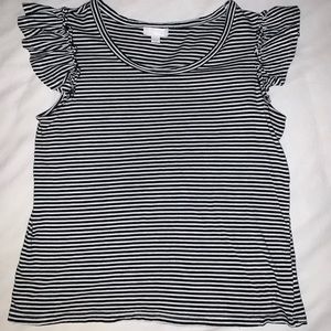 14th & Union Striped Ruffle Sleeve Top